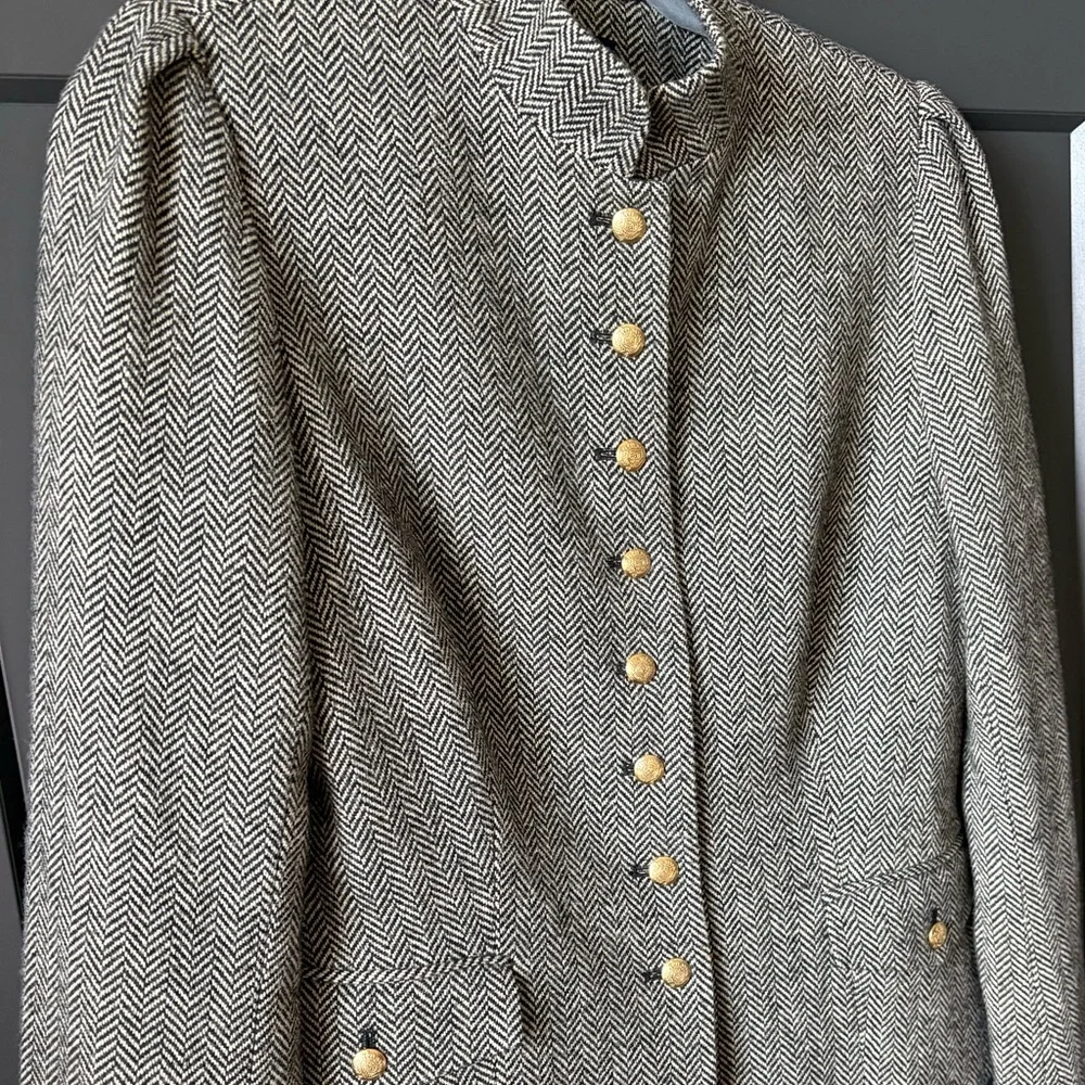 Chaps Women's Herringbone Blazer with Gold Buttons, Military Inspired - Picture 2 of 5